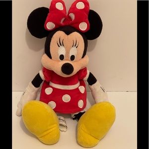 Disney Minnie Mouse Plush 13” Red/white Polka Dot Dress With A Matching Bow